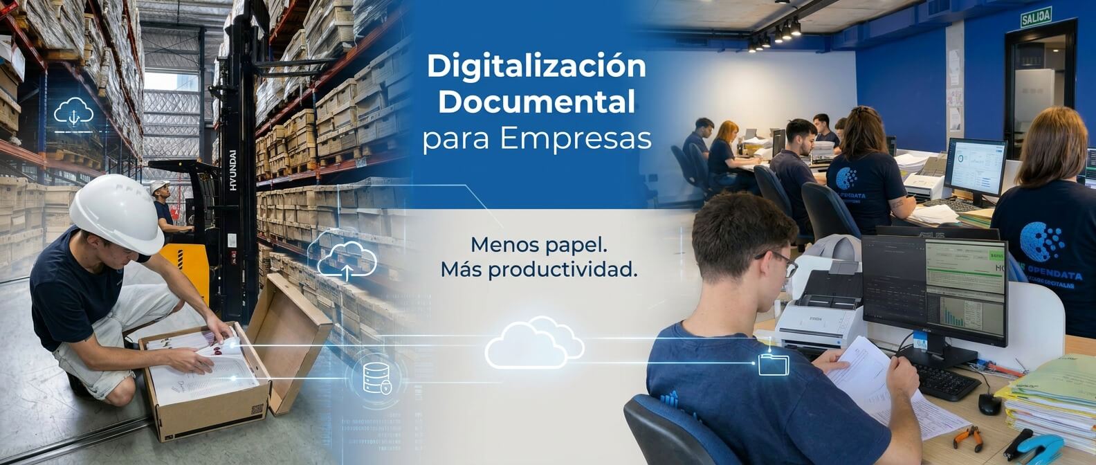 Digitalización documental para empresas: menos papel, más productividad. Blue Open Data.